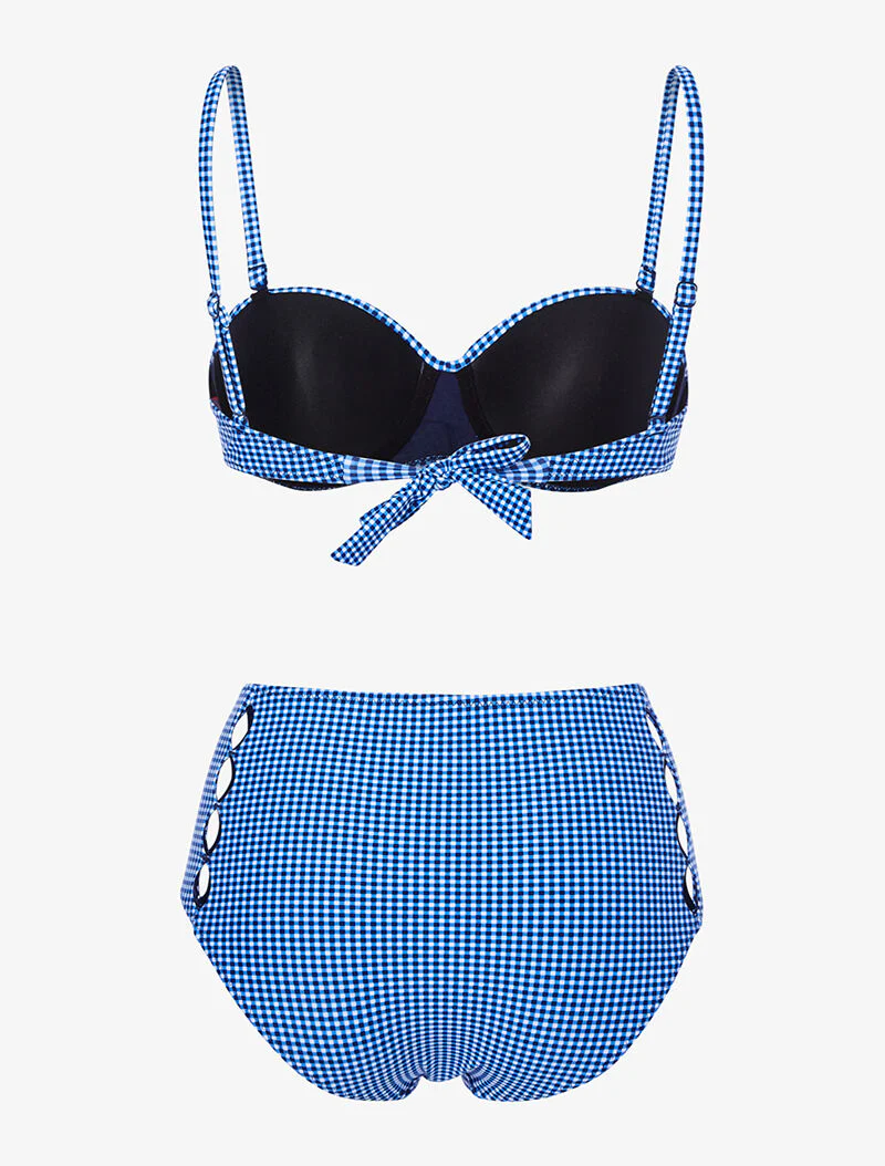 Bikini 50's à petits carreaux - bleu électrique - Image 2