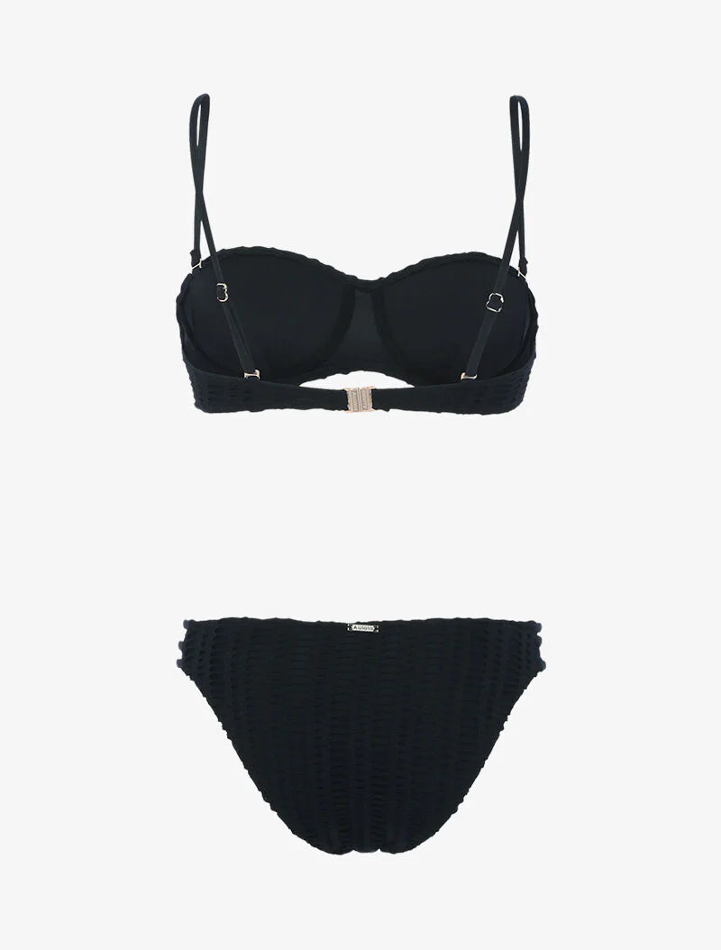 Bikini à balconnet à doublure ajourée graphique - noir - Image 2