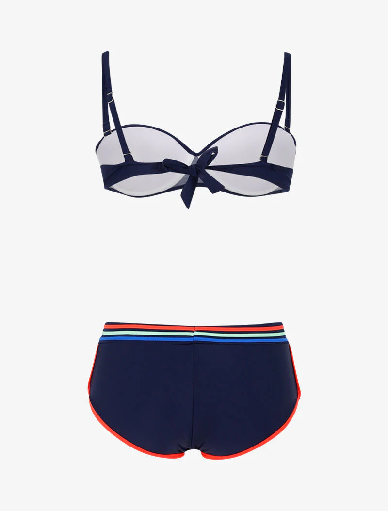 Bikini à bandes colorées - marine - Image 2