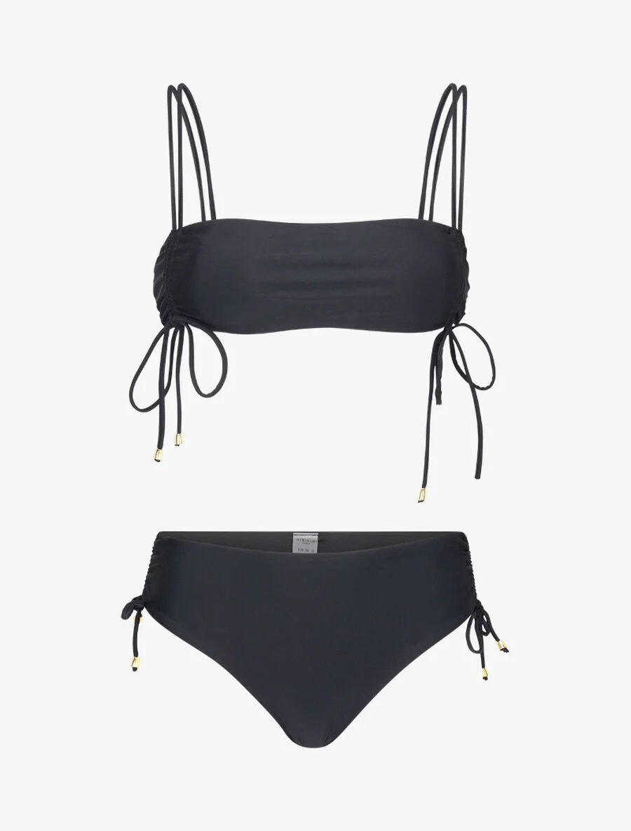 Bikini à brassière à jeu de liens - Noir