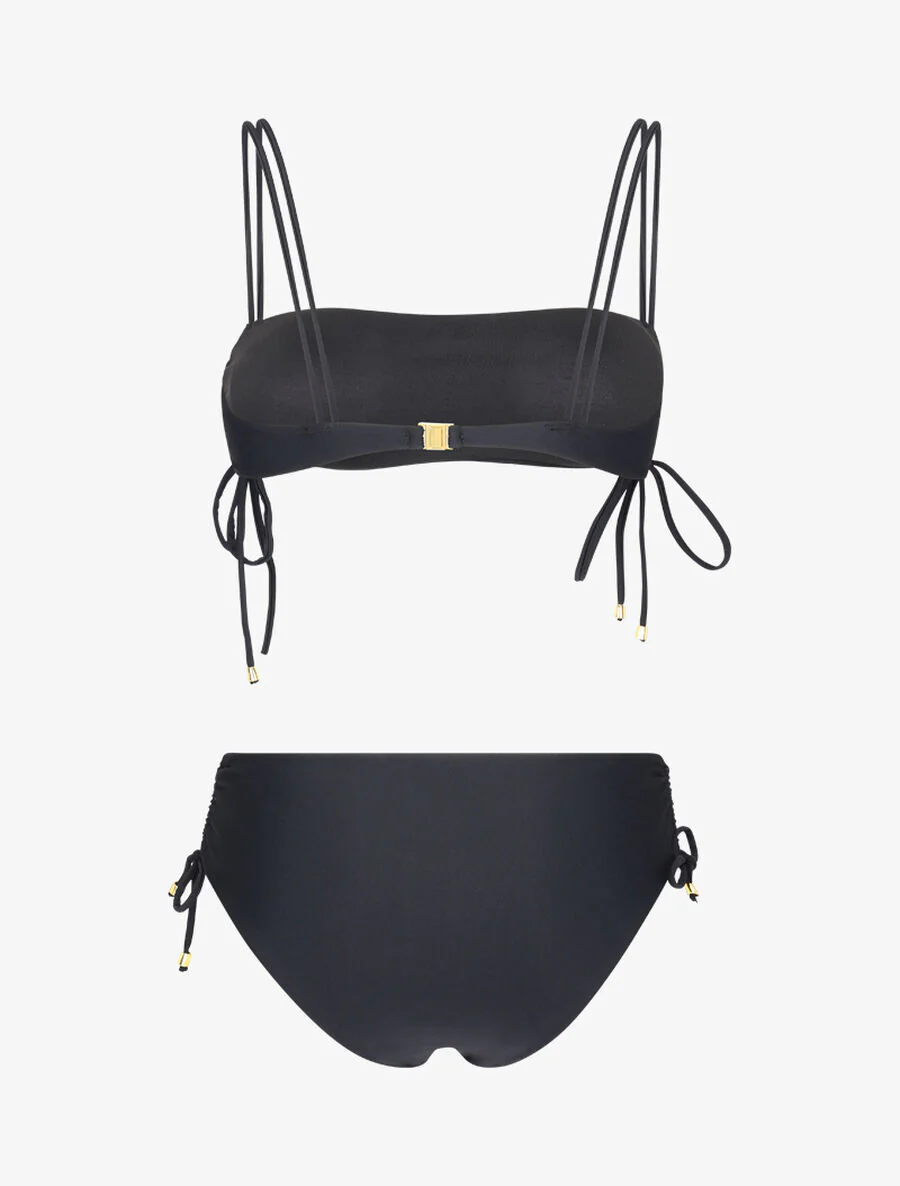 Bikini à brassière à jeu de liens - Noir - Image 2