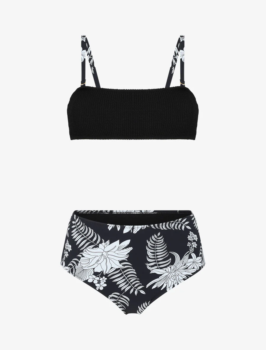 Bikini à brassière bi-matière - Noir