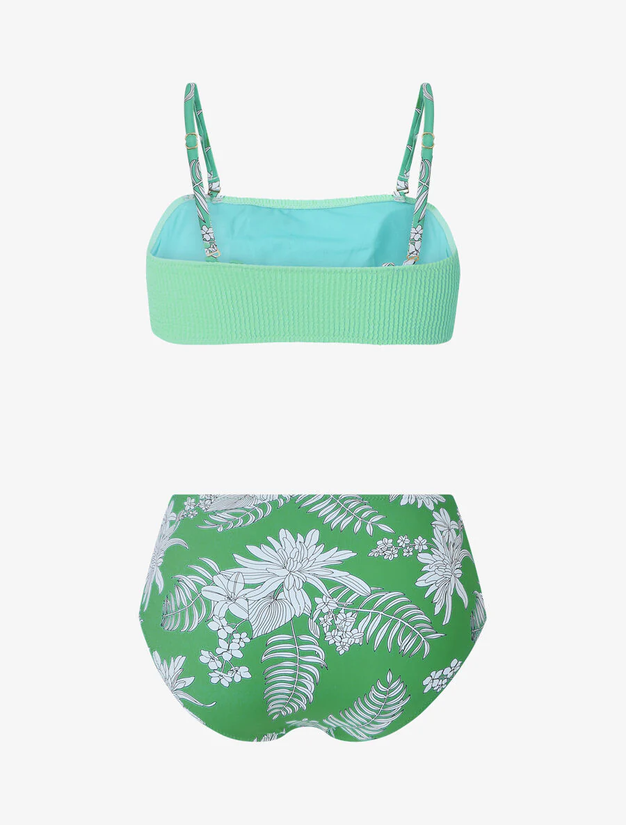 Bikini à brassière bi-matière - Vert - Image 2