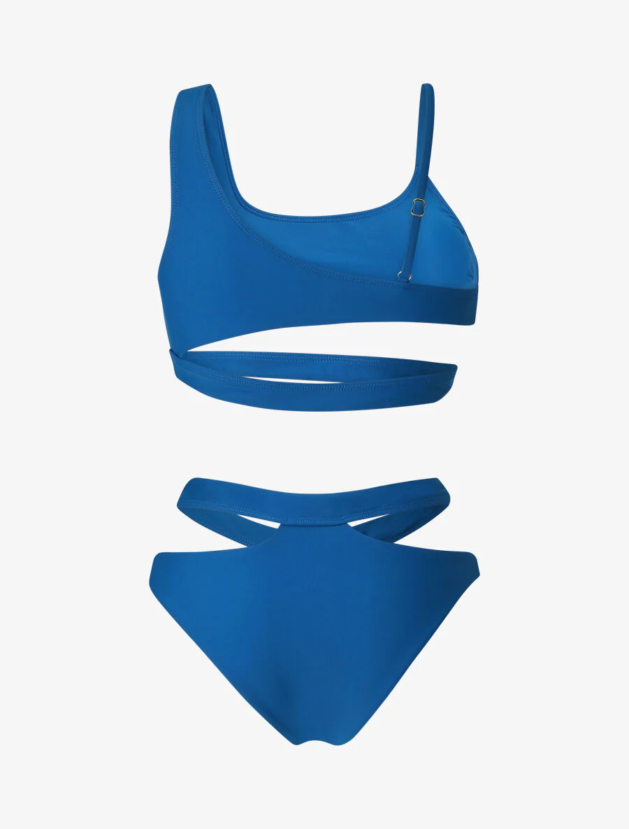 Bikini à bretelles asymétriques - Bleu - Image 2