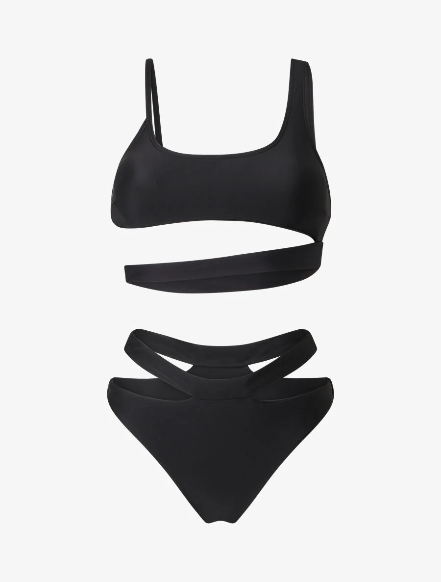 Bikini à bretelles asymétriques - Noir