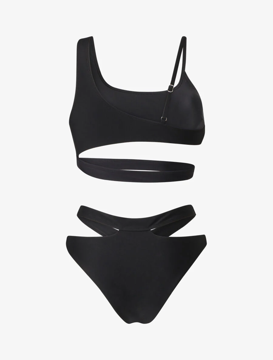 Bikini à bretelles asymétriques - Noir - Image 2