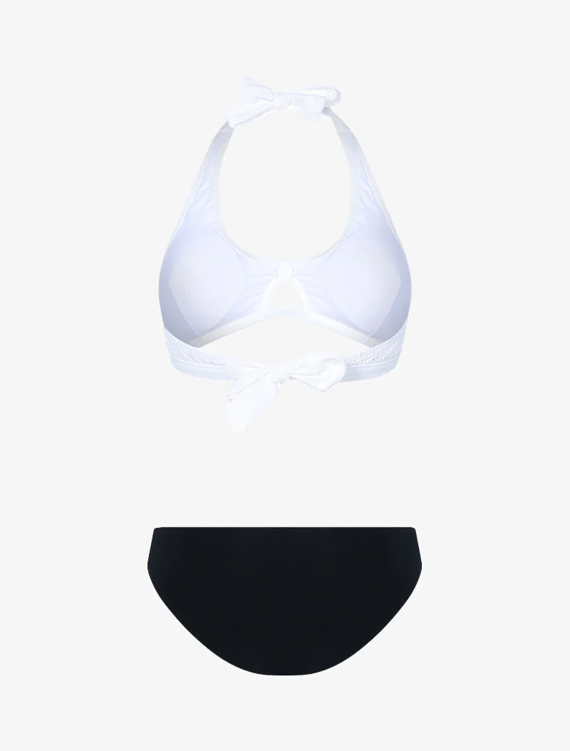 Bikini à buste crochet dépareillé - blanc/noir - blanc et noir - Image 2