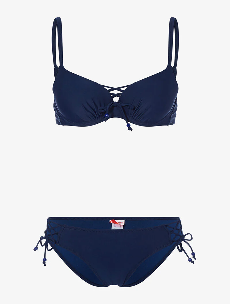 Bikini à côtés ajourés - bleu marine - marine