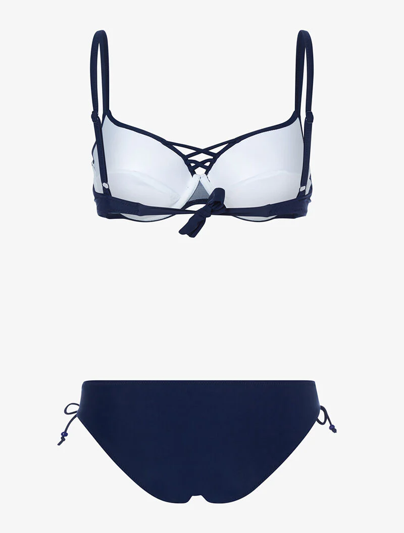 Bikini à côtés ajourés - bleu marine - marine - Image 2