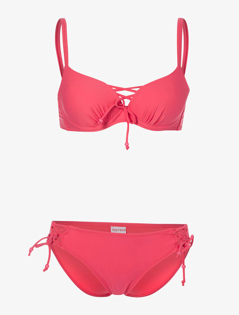 Bikini à côtés ajourés - corail
