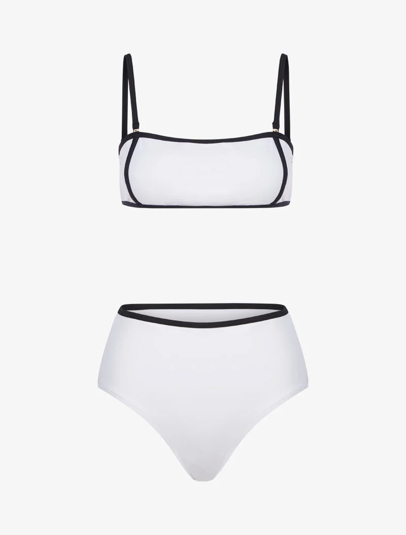 Bikini à culotte taille haute - blanc