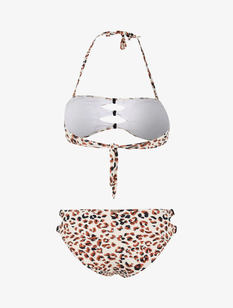 Bikini à découpes imprimé léopard - camel - Image 2