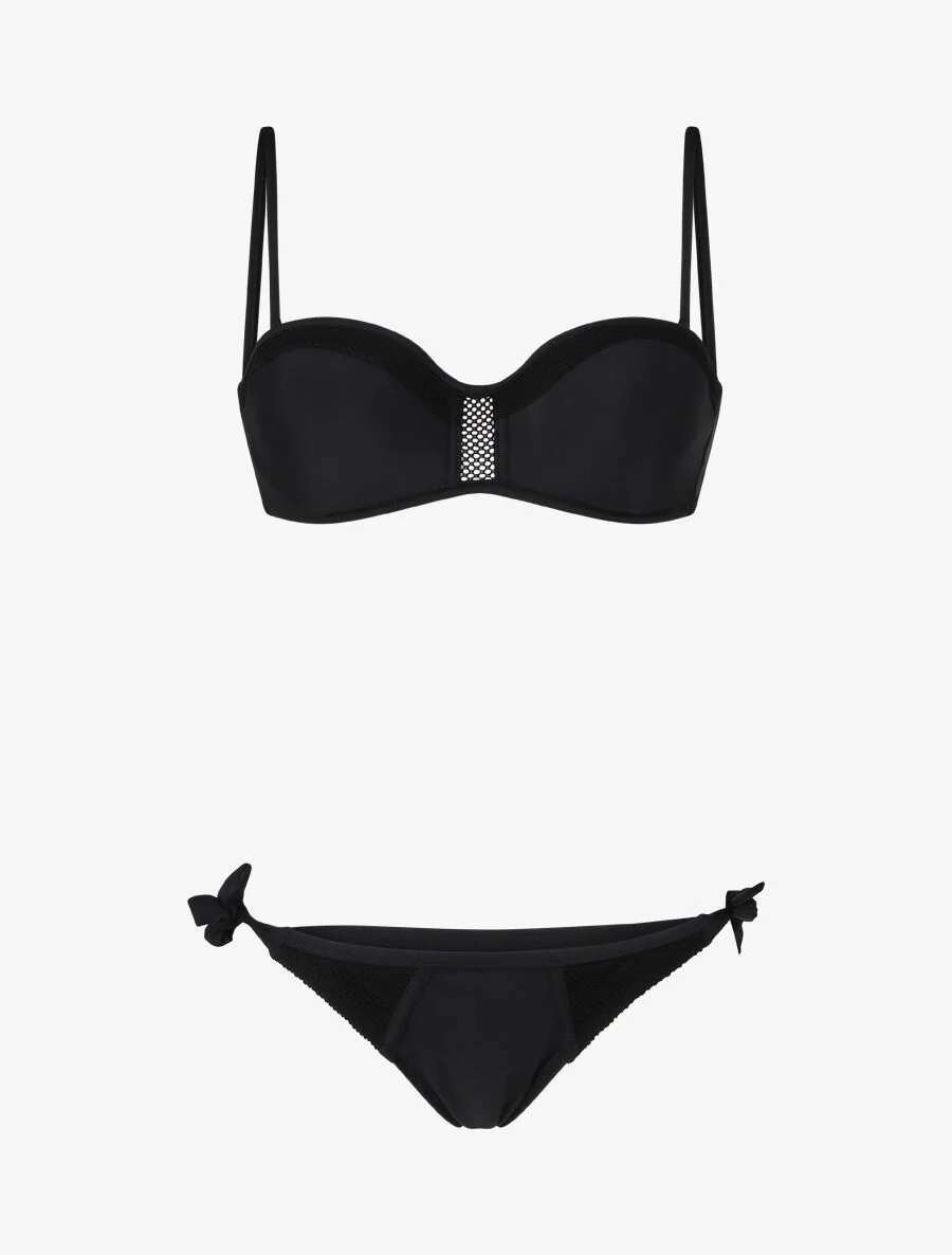 Bikini à détail en dentelle - Noir