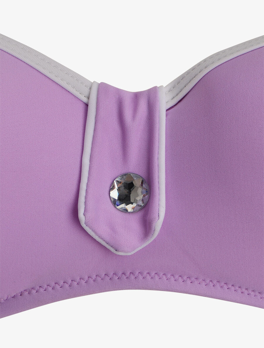 Bikini à détail strass et chouchou - Lilas - Image 3