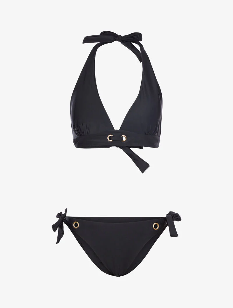 Bikini à détails oeillets - noir