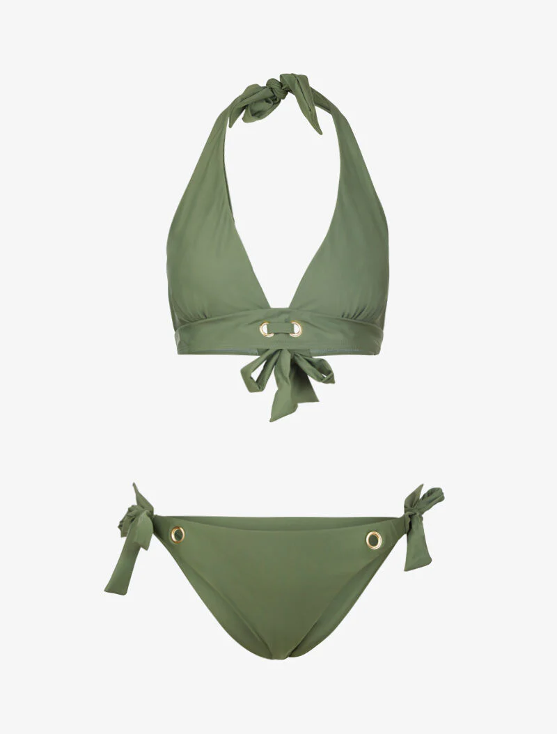 Bikini à détails oeillets - kaki