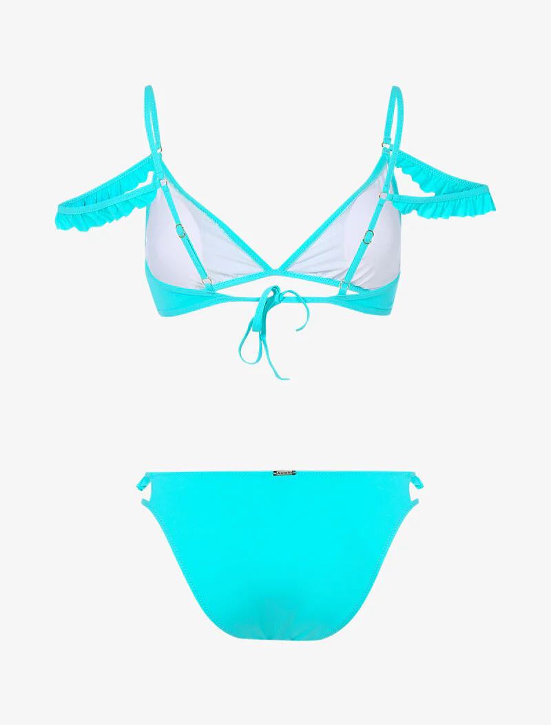 Bikini à double bretelles volantées - turquoise - Image 2