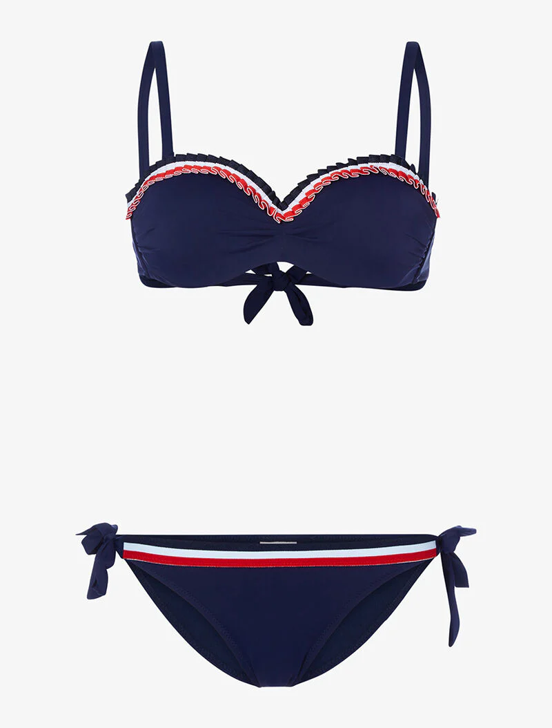 Bikini à empiècements tricolores - bleu marine - marine