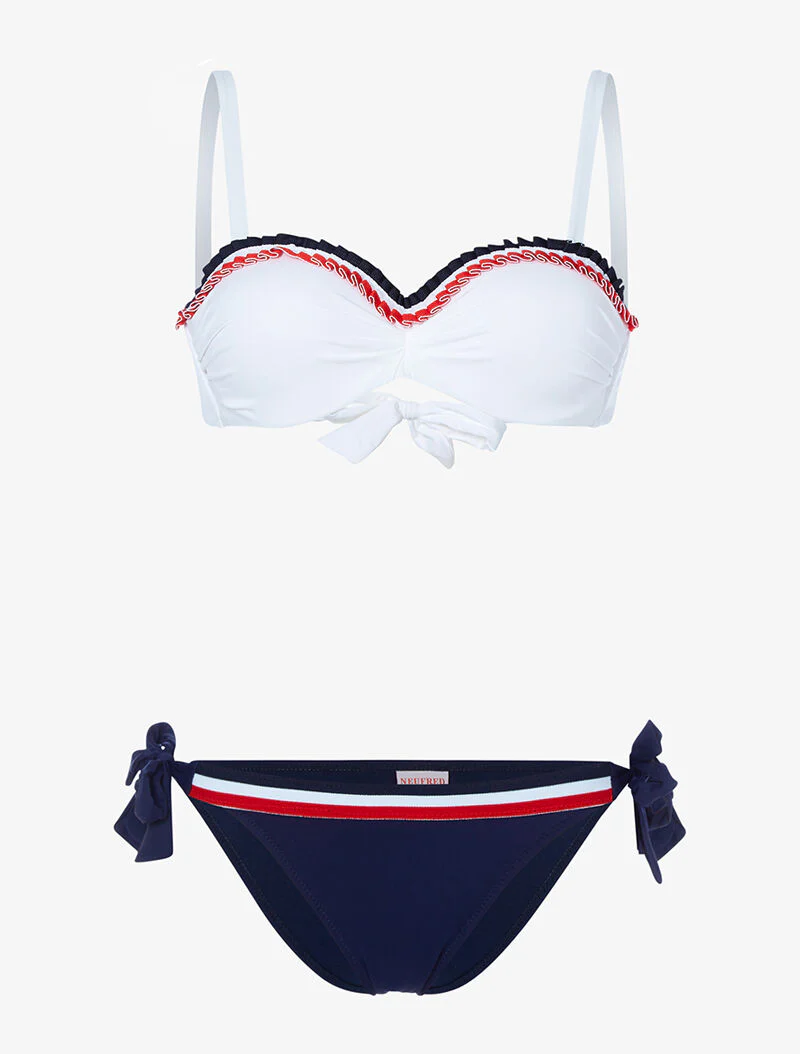 Bikini à empiècements tricolores - blanc
