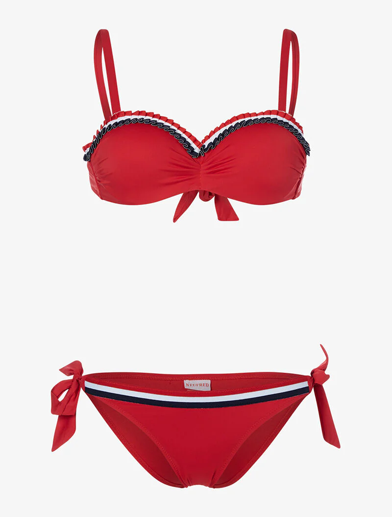 Bikini à empiècements tricolores - rouge