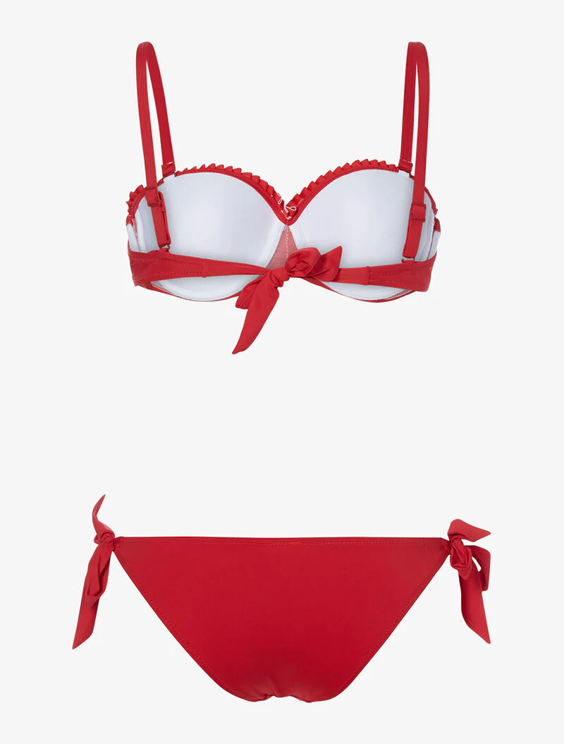 Bikini à empiècements tricolores - rouge - Image 2