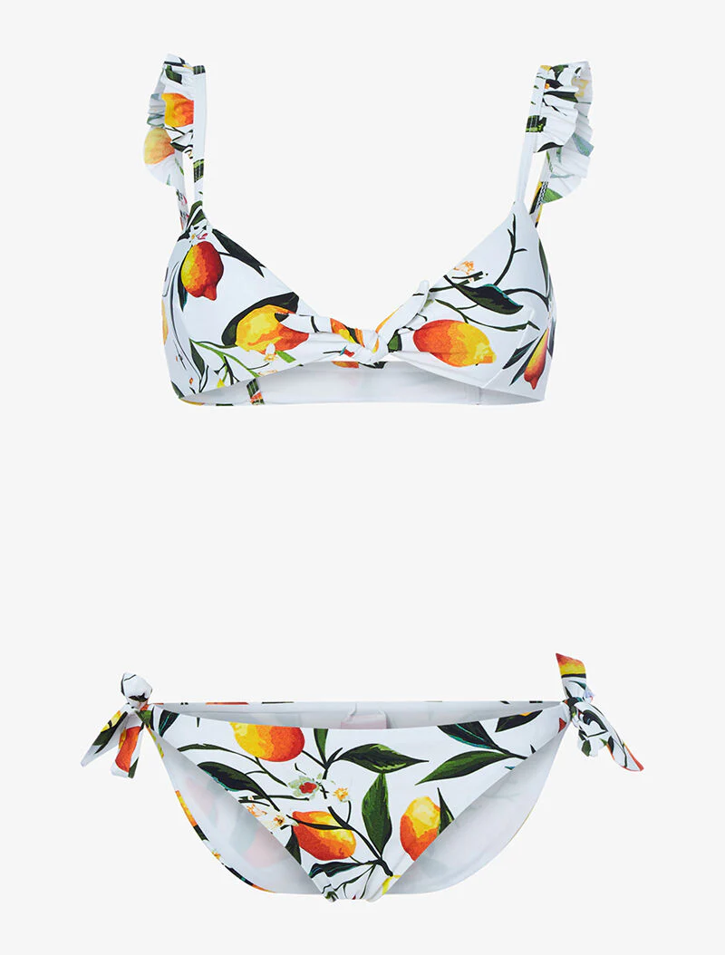 Bikini à imprimé citrons - blanc