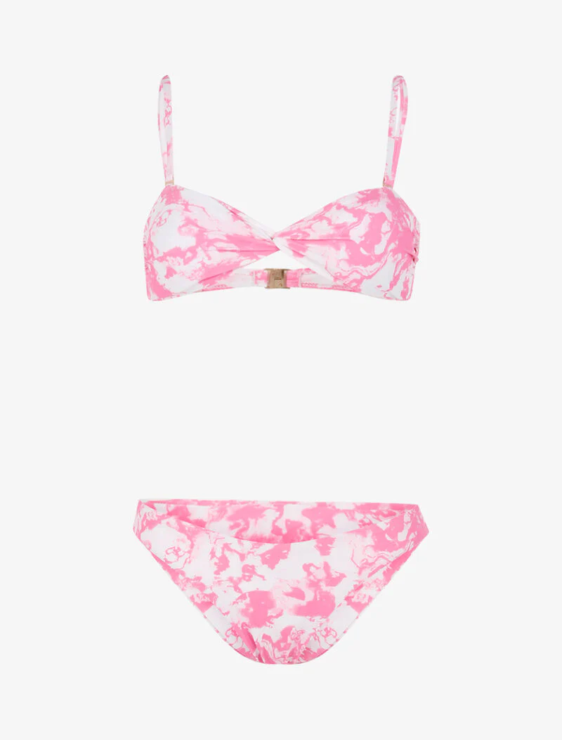 Bikini à imprimé délavé - rose