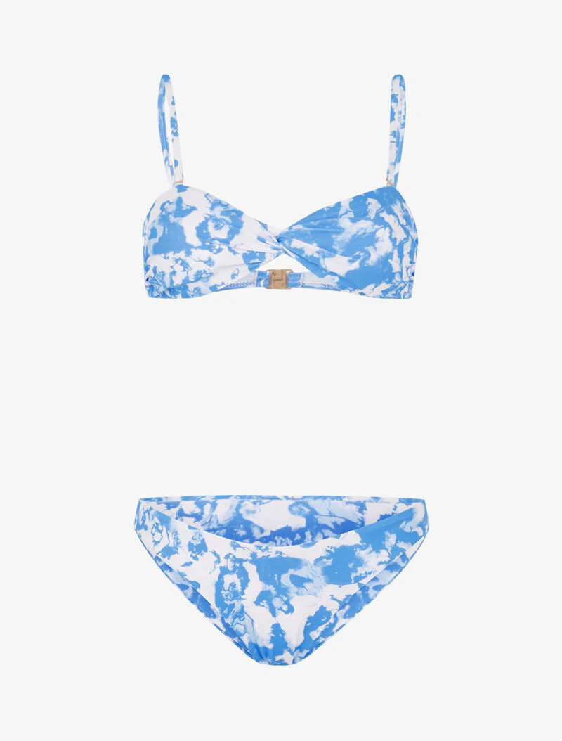 Bikini à imprimé délavé - bleu