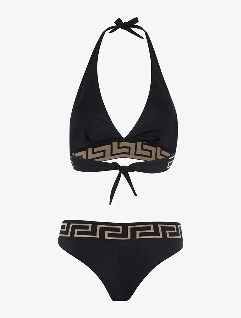 Bikini à imprimé grec - noir - Image 2