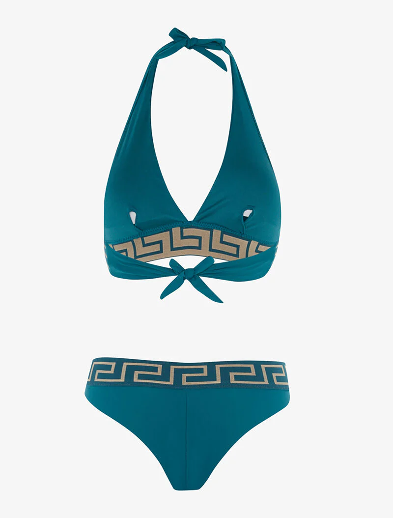 Bikini à imprimé grec - bleu canard - Image 2