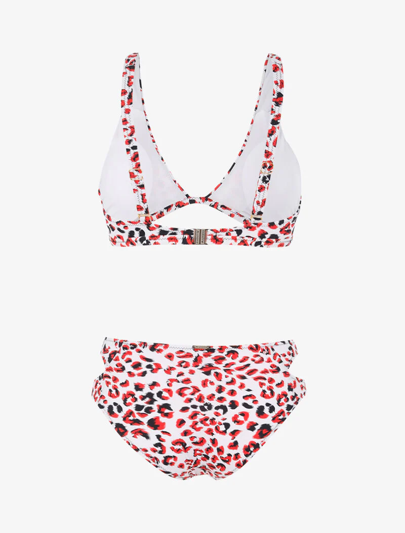 Bikini à imprimé léopard et découpes - rouge - Image 2