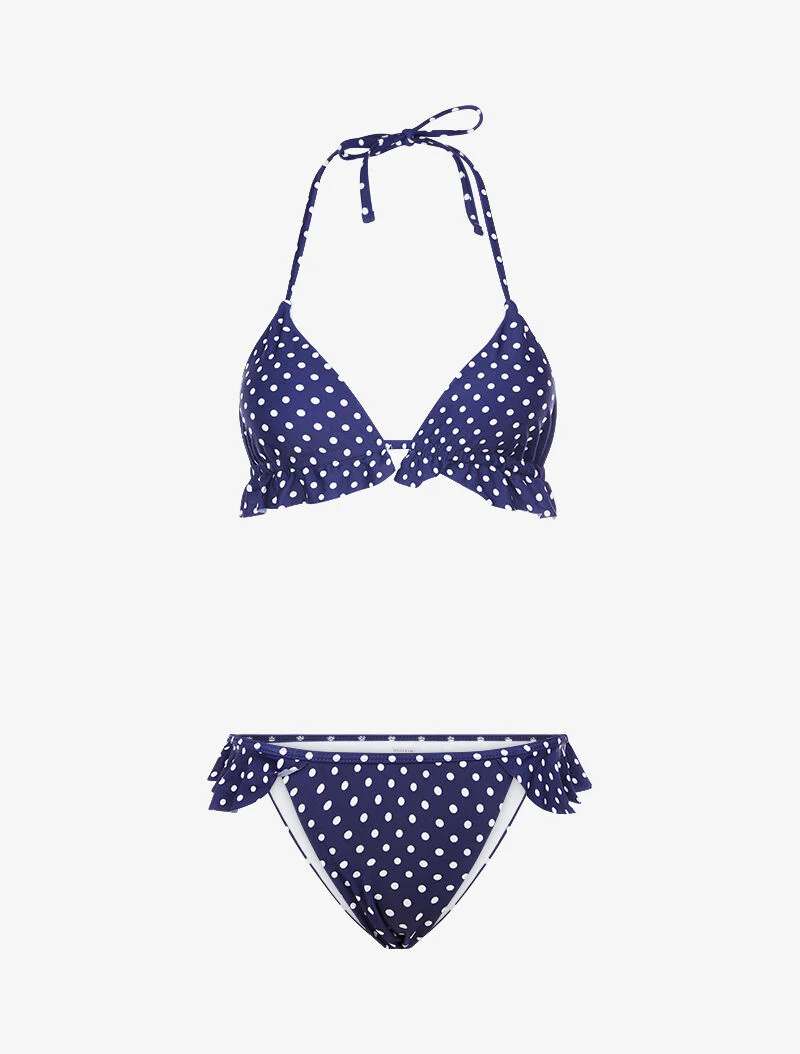 Bikini à imprimé pois - marine - Image 4