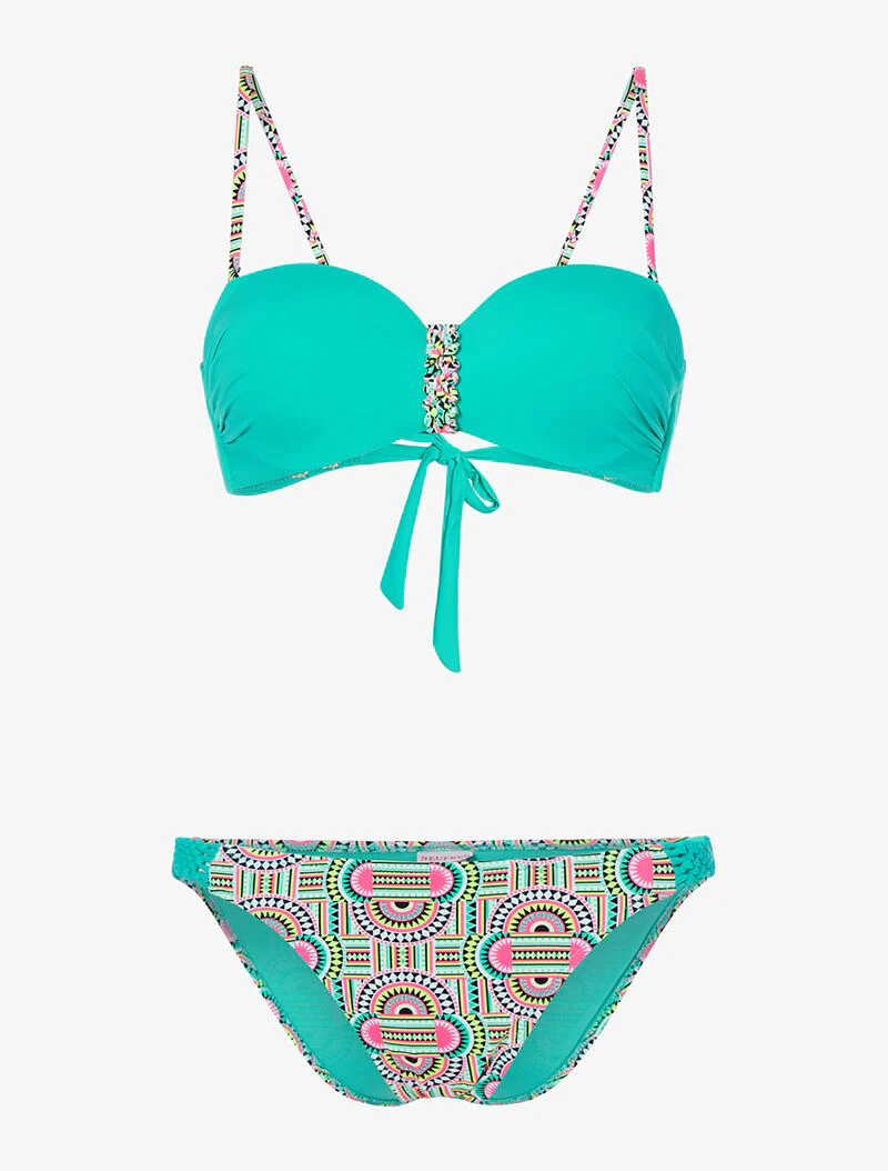Bikini à imprimé tribal fluo - turquoise fluo - turquoise