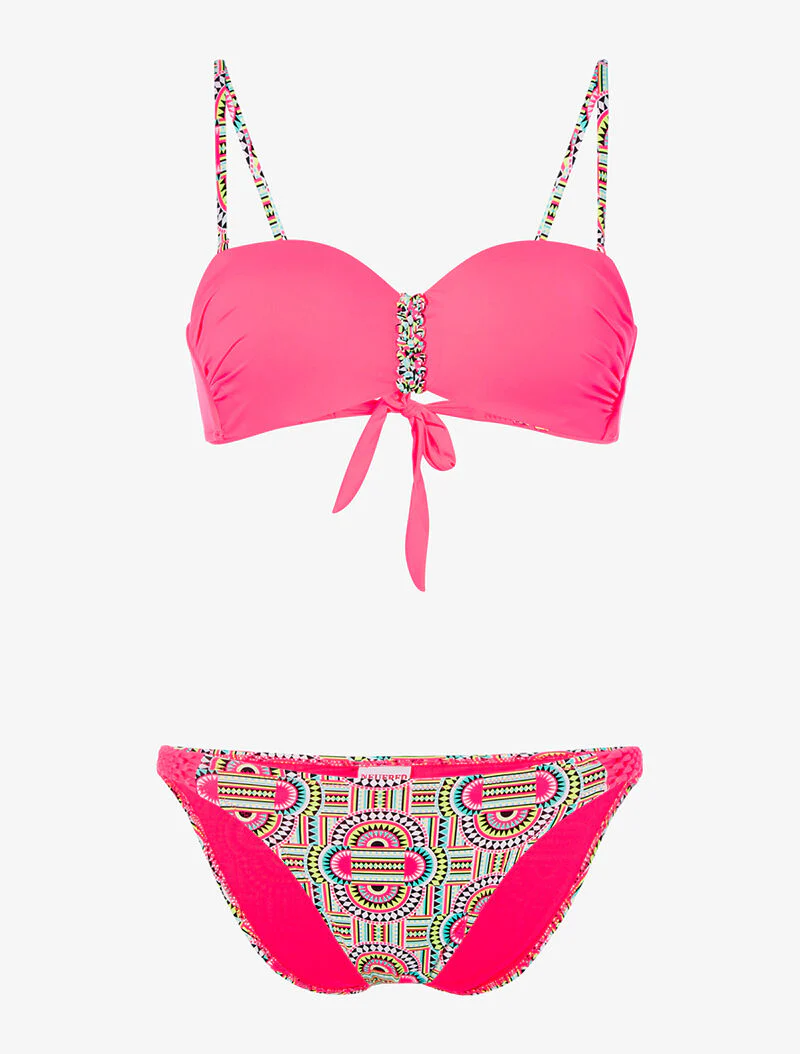 Bikini à imprimé tribal fluo - rose fluo