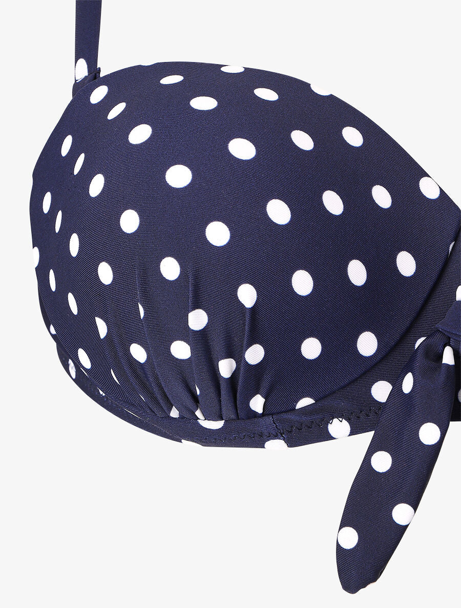 Bikini à pois et noeud - Bleu nuit - Image 3