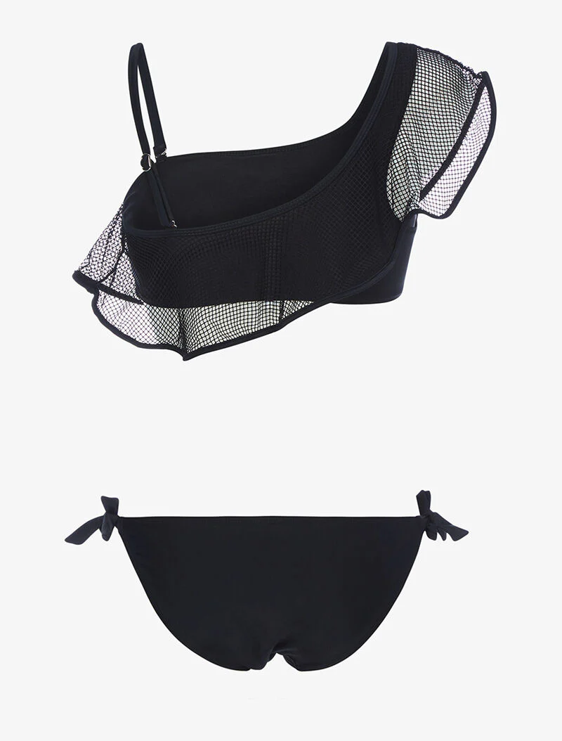 Bikini à volant et filet - noir - Image 2