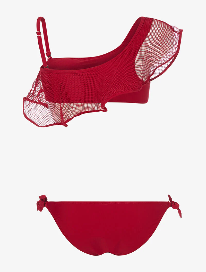 Bikini à volant et filet - bordeaux - Image 2