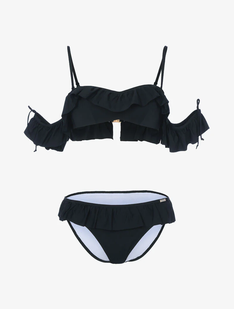 Bikini balconnet volanté - noir