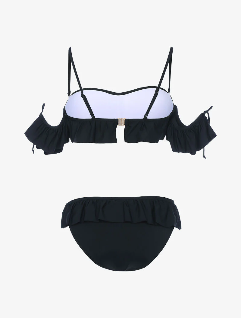 Bikini balconnet volanté - noir - Image 2