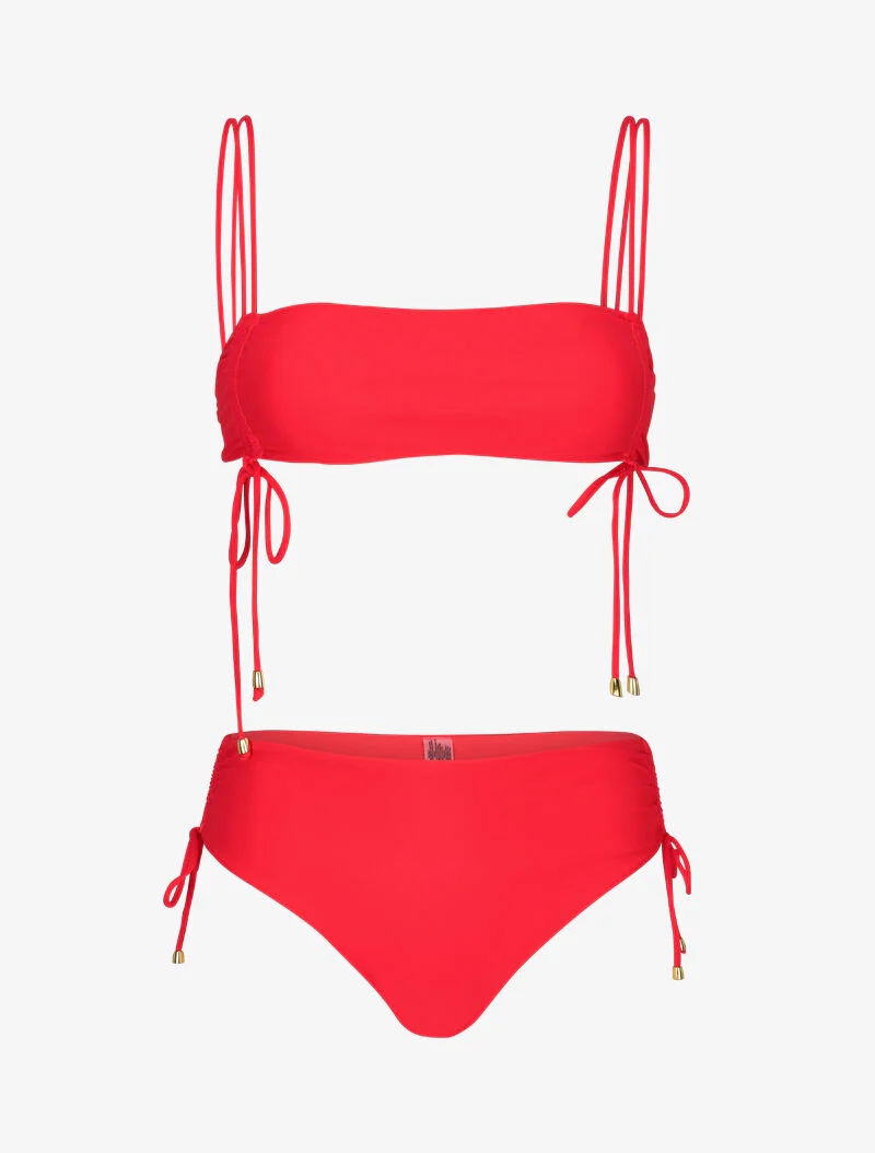 Bikini bandeau à liens - fushia