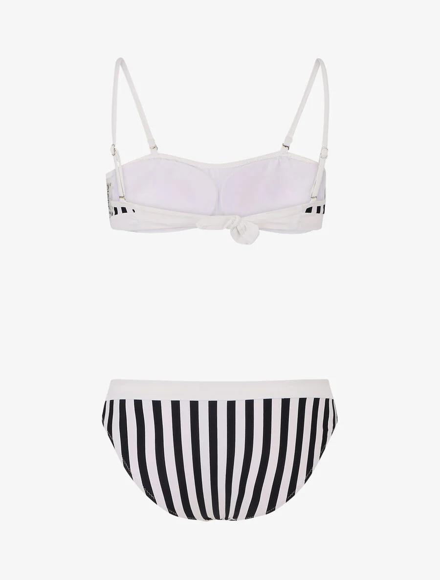 Bikini bandeau à rayures - Noir - Image 2