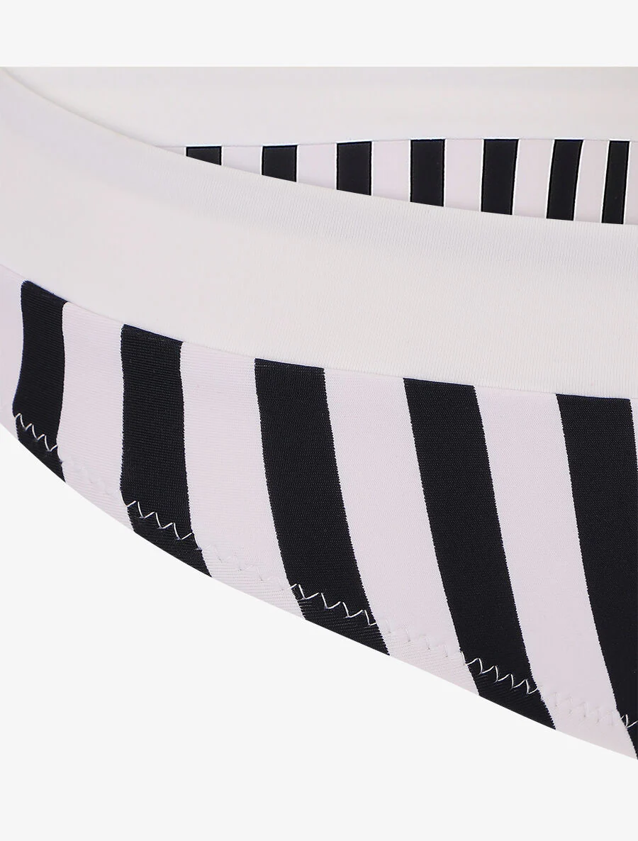 Bikini bandeau à rayures - Noir - Image 3
