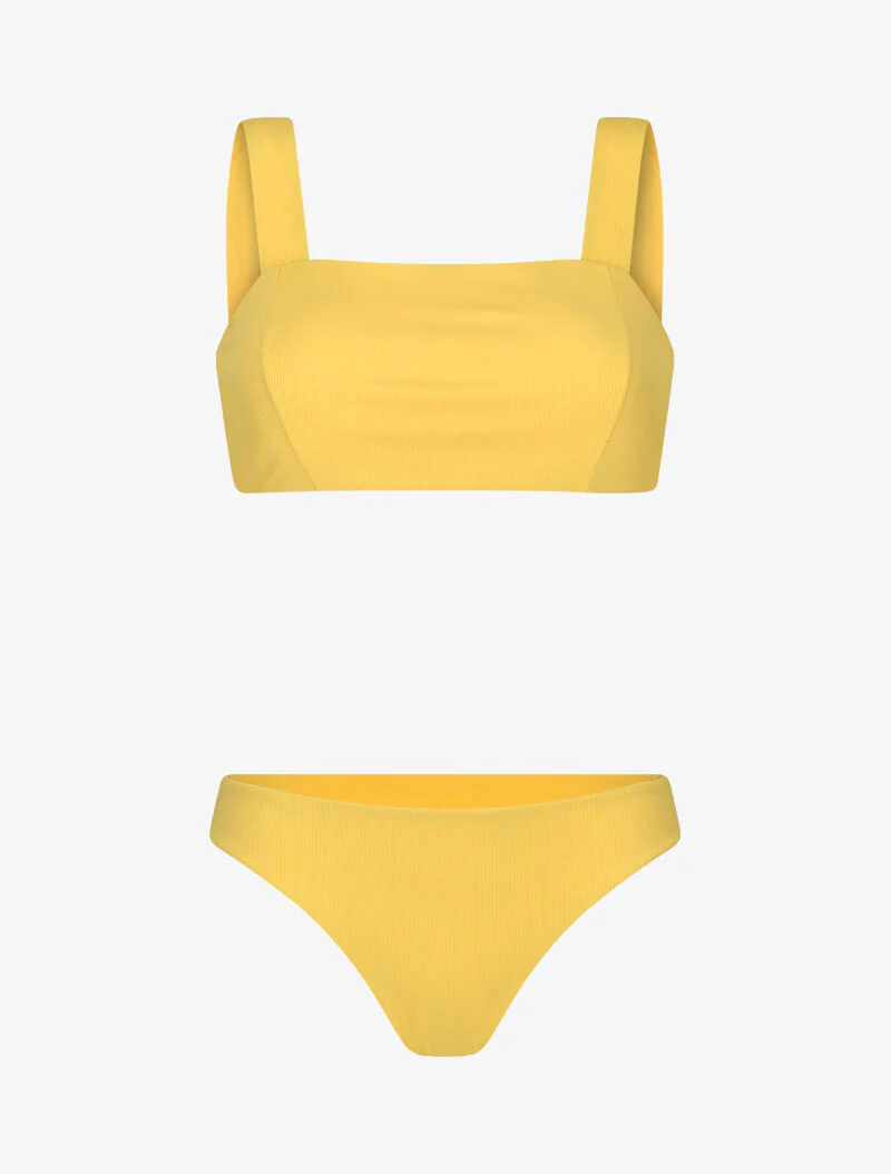 Bikini bandeau côtelé - moutarde