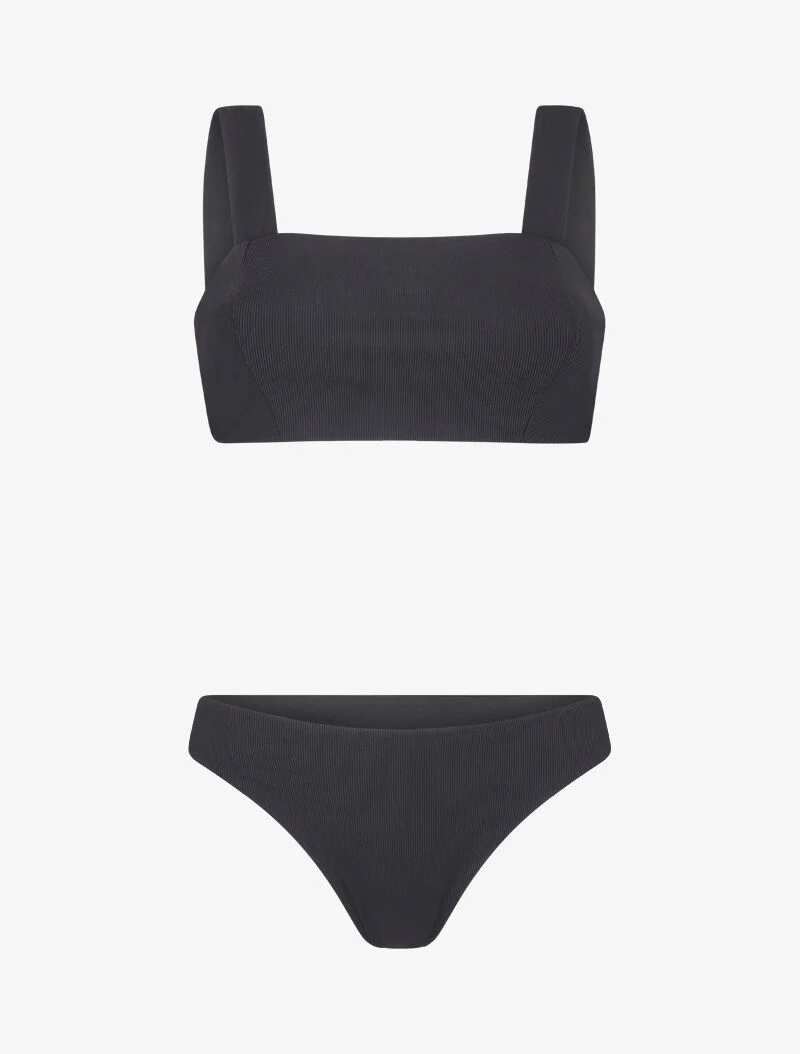 Bikini bandeau côtelé - noir
