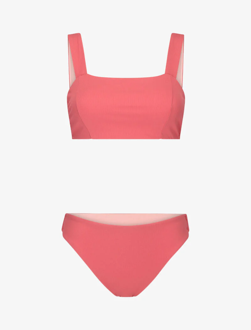 Bikini bandeau côtelé - rose