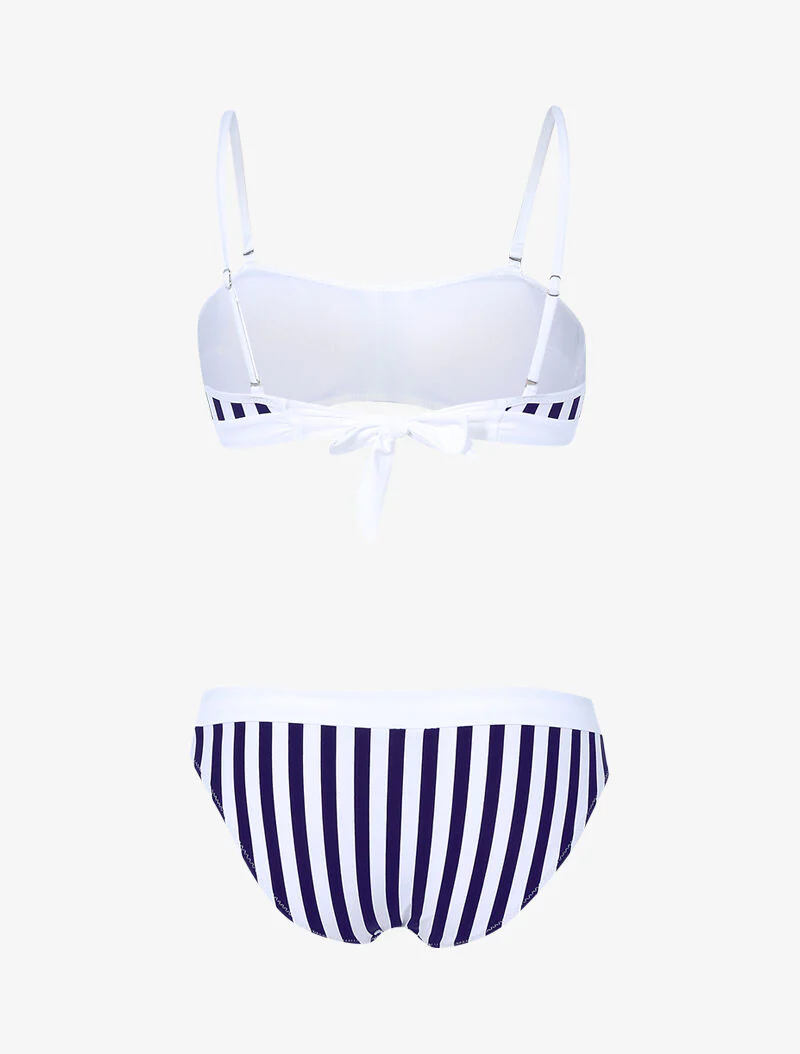 Bikini bandeau imprimé marinière - marine/blanc - Image 2