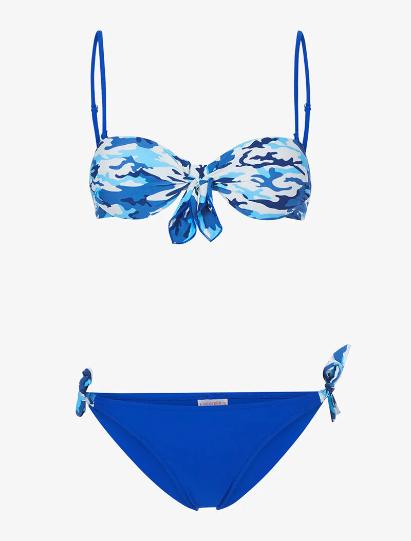 Bikini bandeau treillis - bleu