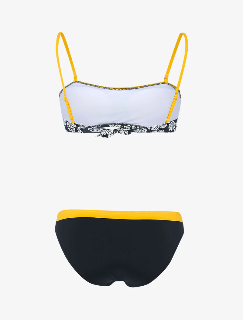 Bikini bicolore et haut imprimé - noir/jaune - Image 2