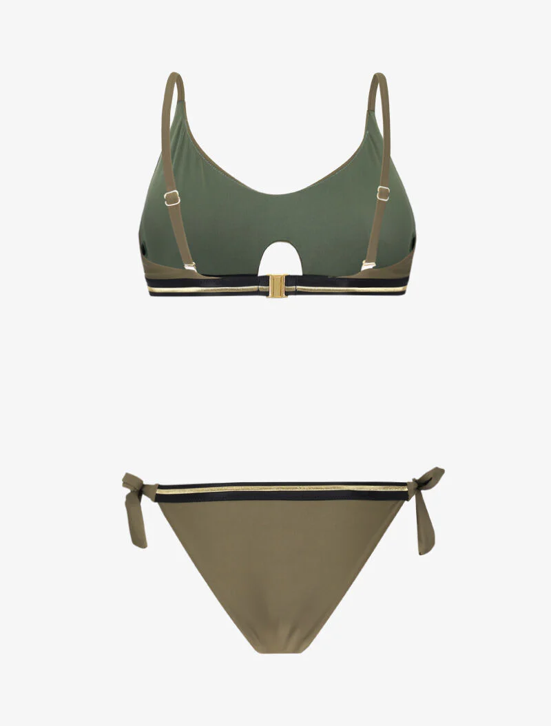 Bikini brassière à bandes dorées - kaki - Image 2