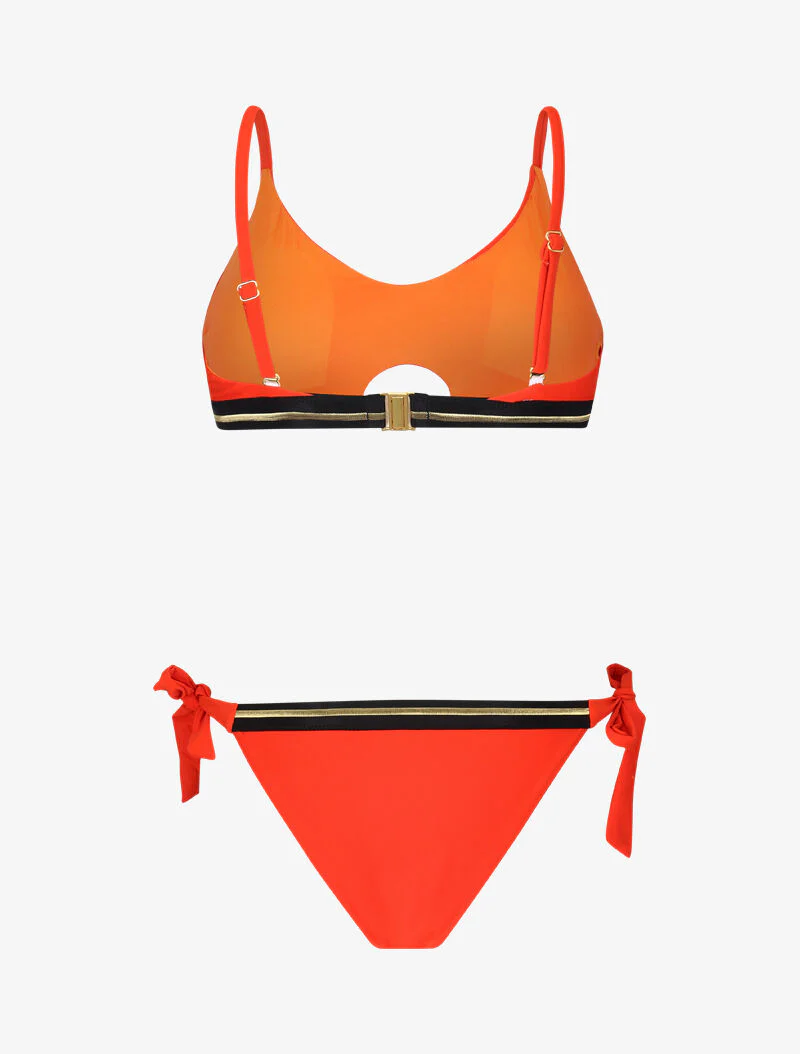 Bikini brassière à bandes dorées - orange - Image 2